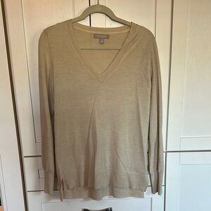 Banana Republic V-Neck Sweater in Light Beige